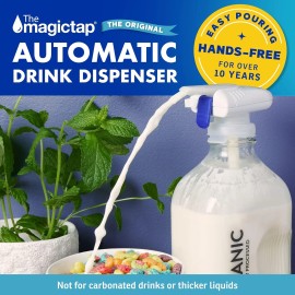 The Magic Tap Magic Tap Gravity Beverage Dispenser One Hand Use No Spill Automatic System