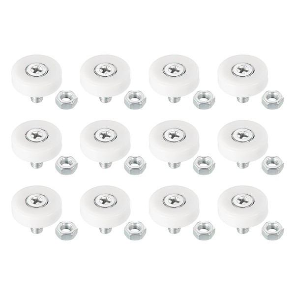 PATIKIL 22mm Drawer Rollers, 12 Plastic Drawer Pulley Replacement Wheels