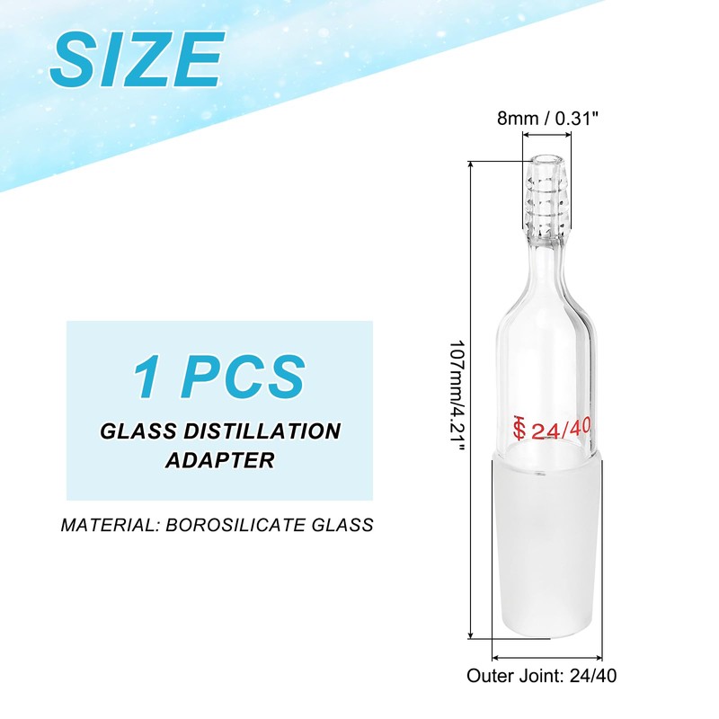 PATIKIL Glass Distillation Adapter, 1 Pcs 24/40 Borosilicate Glass Outer
