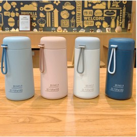 9oz Water Bottle Small Double Wall Insulated Mug,304 Stainless Steel for Hot&Cold Drinks,Leak Proof Water Bottle Vacuum Insulation with Carry Handle Grayish Blue