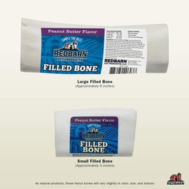Redbarn Filled Dog Bones | Natural Long-Lasting Dental Treats; Suitable for Aggressive Chewers | Large (6") - 10 Bones (Peanut Butter)