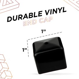 Prescott Plastics 1” (25.4mm) Outer Perimeter Flexible Plastic Hole Plugs, Square Black Metal Tubing End Caps, Strong Furniture Leg Inserts, Impact & Weather Resistant, Made in The USA - 4 Pack