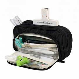 Neo Artion Pen Case, Large Capacity, Pencil Case, Three-Layer Construction, Multifunctional, Holds Up to 100 Pens, Dividers, Mesh Pocket, Fabric, Simple, Stationery Pouch, 8.3 x 5.1 x 2.8 inches (21 x