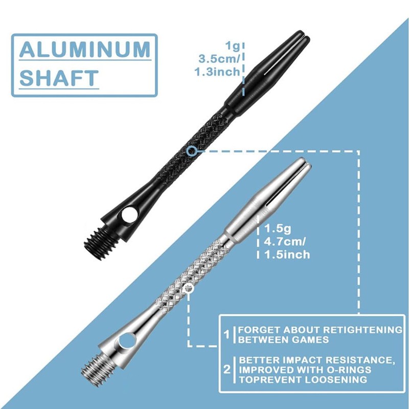 zalati Dart Shafts 12 Pieces Aluminium Alloy Dart Pole Rod