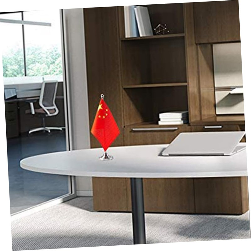 DOITOOL 2 Sets China Table Flag with Metal Base Decorative