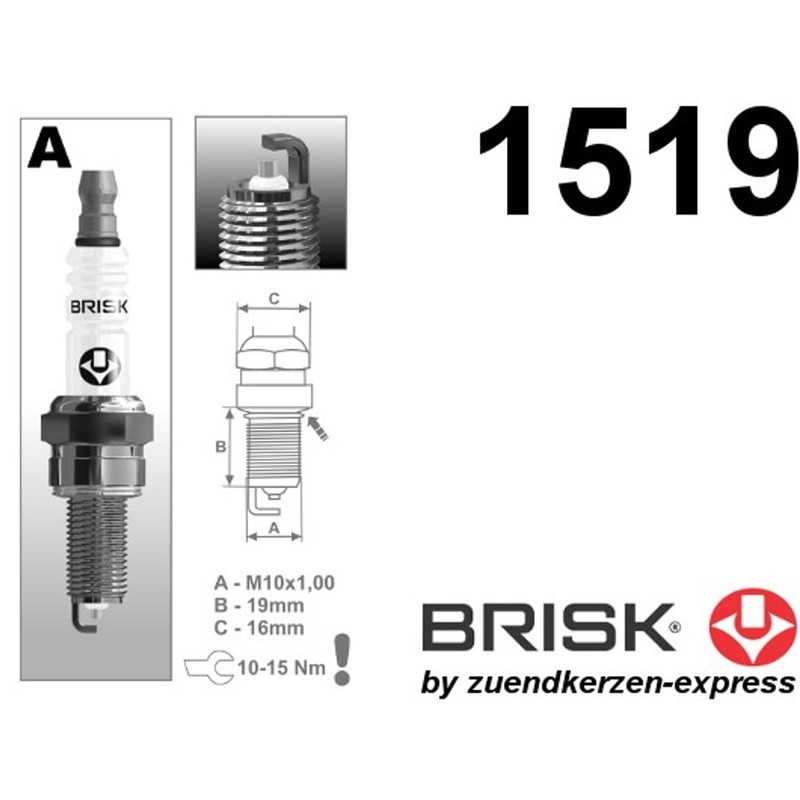 BRISK Silver Racing AR14YS 1519 Spark Plugs Petrol LPG GPL