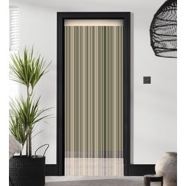 ZEBRA BLINDS String Curtain, Door Fly Screen Curtains, Door Strings, Tassel Curtains for Doorway, Window Decor String Panel Stripe, Stylish Room Divider, Panel Fringe Curtain (Cream, 100 x 210 cm)
