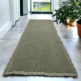 SHIMOH Upgraded Waffle Bath Mat – Ultra Soft, Super Absorbent & Non-Slip Rug with Tassels, Machine Washable, Rubber Backed for Bathroom, Hallway Runner, Kitchen and More (Dark Green, 2' X 6')