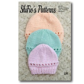 Knitting Pattern for Preemie Baby Hats, Sizes are Tiny, Premature and New Born, Made in Double Knitting Yarn, Double Knitting Baby Pattern, 3 Sizes, KP530