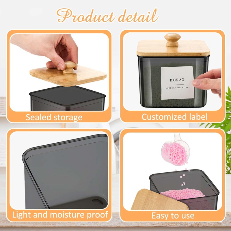 Cinnvoice 5 Pcs 3 Sizes Laundry Powder Container Plastic Laundry