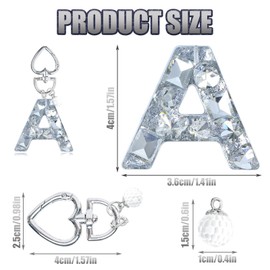 YSUY Sparkly Initial Letter Charm Keychain, Women's Bling Cup Accessories, Mini Backpack Bag Charm, Cute Heart Keychain Accessories for Girls, Women's Keychains for Car Keys, Good Gift Keychains (A)