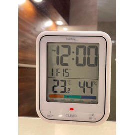 Technoline WT380 Digital Bathroom Clock with Hygrometer and Thermometer, Waterproof, Shower Timer, Countdown Function, Large LCD Display, with Date Display, White