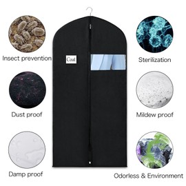 Syeeiex Dress Bag Garment Bag Suit Bags 60Inch Clothes Covers with Transparent Window Non-Woven Coat Bags for Wardrobe and Travel Dustproof, 4 Pack