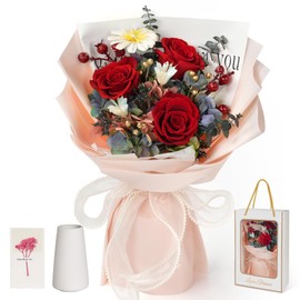 Childom Christmas Rose Gifts for Mom,Preserved Flowers for Delivery,Birthday Gifts for Women,Real Roses Bouquets,Red Rose Flowers for Her,Mom,Wife,Grandma,Sister,Valentines,Mothers Day,Anniversary