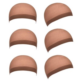Qiuyan 6pcs Soft Comfortable Stretchy Nylon Wig Cap Unisex Wig Stocking Cap Hair Cup for Women and Men - Dark Brown