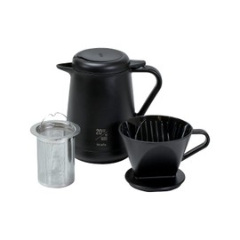 Pearl Metal Coffee and Tea Server 600ml, Tea, Black Tea, Vacuum Double Structure, Keeps Warm and Cool, Black, iCafe HB-6619