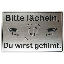 Sign Camera Surveillance Please Smile 15 x 10 cm Engraved Video Surveillance Weatherproof