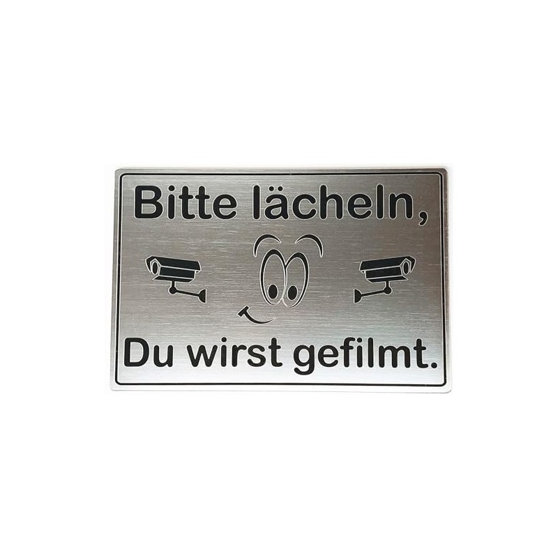 Sign Camera Surveillance Please Smile 15 x 10 cm Engraved