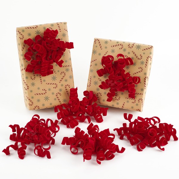 HUIHUANG Red Velvet Bows for Gift Wrapping Self Adhesive Velvet