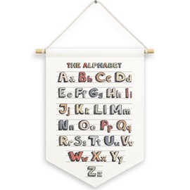 MNASAIOO Classroom Alpahbet Kids Room Decor, Nursery Colorful Banner Canvas, Rustic Abc Educational Wall Hanging Frame Decor Art Pennant Flag for Playroom Toddler Room Preschool Dorm 11x15in