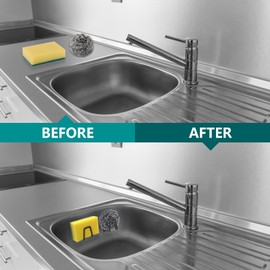 Telivava Sponge Holder for Kitchen Sink(2 Pack), Strong Adhesive Sink Sponge Holder, SUS304 Stainless Steel Sponge Holder for Kitchen Accessories - Waterproof & Quick Drying(B Style Black)