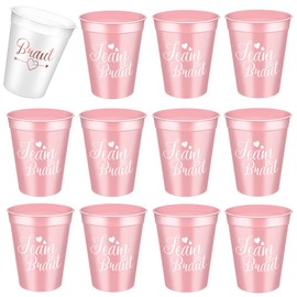 Plastic 12 Bride and Team Bride Cups, Hen Party Cups, Women, Bachelorette Party Cups, Virgin Decorations, Bride to Be Decoration, for Bridal Shower, Engagement Party, Bachelorette Party