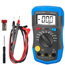 GOLDCHAMP Digital Multimeter Capacitor 200pF-20mF Meter Condenser Handheld Multimeter Tester with Multitester Manual Range Measuring Tool, Backlight, Data Hold