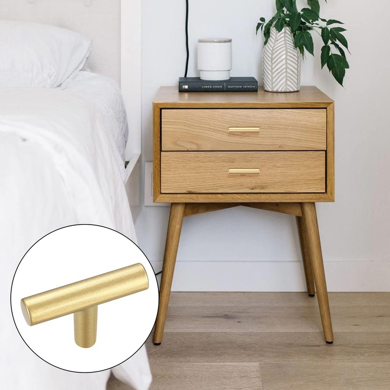 Kigniote 16PCS Cabinet T Bar Handle Gold Drawer Handles Cupboard