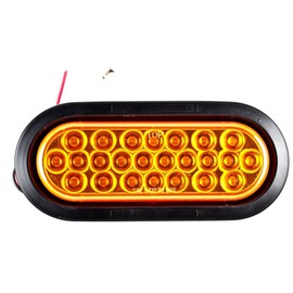 All Star Truck Parts 6" Inch Amber Oval 24 LED Mid Turn Tail Signal Truck Light w Rubber Grommet+3 wire Pigtail Trailer Plug - DOT/SAE Approved and Marked, Waterproof, Super Bright! (6)