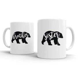 Brother Sister Bear Family Twinpack 11oz Ceramic Novelty 2X Mugs Gift Present