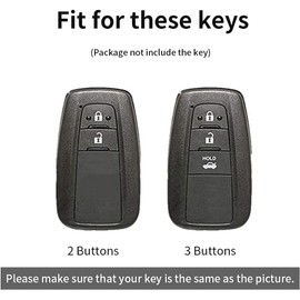 ontto TPU Car key case cover Fit For Toyota CHR C-HR Prado Prius Camry Corolla RAV4 keyless entry smart Key Shell Holder bag keychain keyring Accessories 2 buttons Gold Black