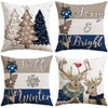 Christmas Throw Pillow Covers 16x16 Inch Set of 4, Merry