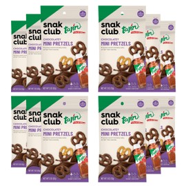 Snak Club Tajin Chocolatey Mini Pretzels, Chocolate Covered Pretzels with Chili and Lime Seasoning, Mild, 2 oz Snack Bags, 12 Pack