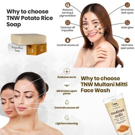 TNW-The Natural Wash Combo of Multani Mitti Face Wash & Potato Rice Handmade Soap | Face Wash For Normal To Oily Skin. 100 ML | Soap Reduces Tanning, Diminishes Dark Spots For Oily Skin -100 G