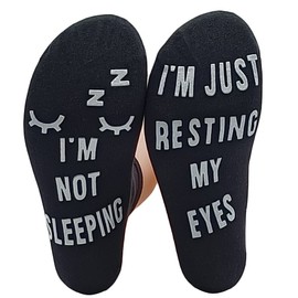 FGFD&OU Funny Socks for Men and Women Cotton Socks Non-Slip House Socks Winter Socks Ankle Summer Socks Gaming Socks Funny Gift Novelty Birthday Christmas Gifts, A Sleep Black1, One Size