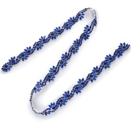 Rhinestone Applique for Wedding Dress Belt Embellishment-Blue