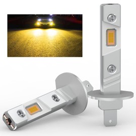 CHOPDARK H1 LED Bulb 3000K Yellow Light Fog Lamps 1:1 Mini Size No Adapter Required EMC Fanless H1LL Plug and Play 2pcs