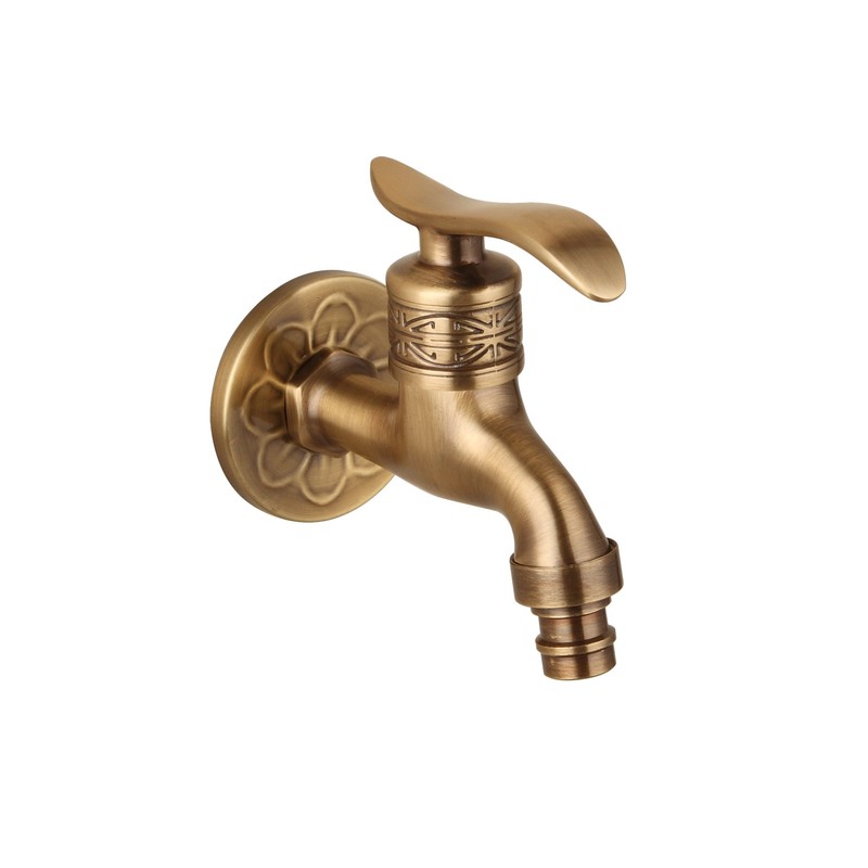 TOLIWEL Antique Brass Garden Outdoor Faucet Bathroom Wall Mount Water