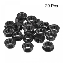sourcing map M8 Serrated Flange Hex Lock Nuts, Carbon Steel Black Oxide Finished 20pcs