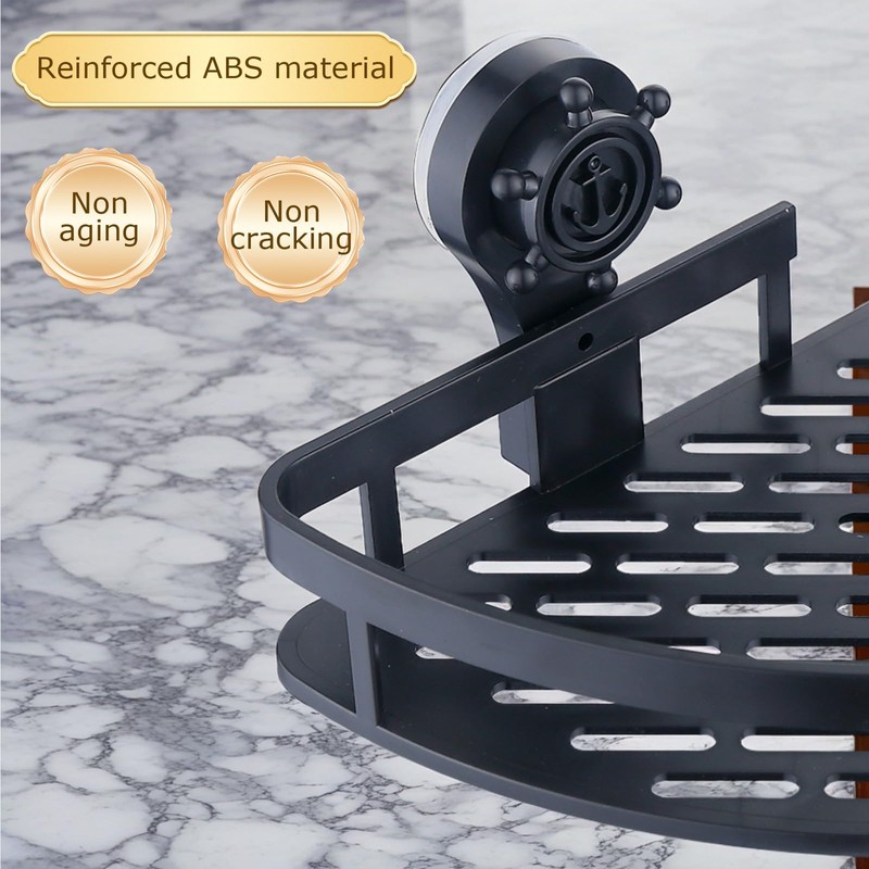 Suction Cup Shower Shelf (2-Tier & 3-Tier), Black Triangular Corner