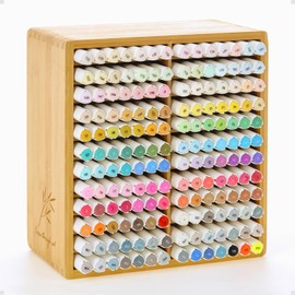 TIKSPCAE Marker Organizer for 168 Markers,Bamboo Wooden Desk Storage Organizer Rack,Markers Pens Pencils Art Brushes Storage Holder for Home Classroom Office Decor, 168makers