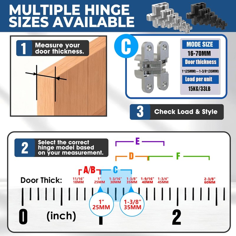 JAXYOOM Hidden Door Hinge 0.63 * 2.76Inch – 4Pcs Invisible