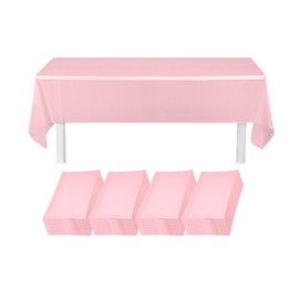 Restaurantware-Table Tek 108 x 54 Inch Party Table Covers, 2 Waterproof Covers - Disposable, No-Wrinkle, Pink Plastic Rectangle Cover, for Parties, Banquets, and Events