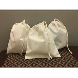 Reusable Eco Friendly 10x12 Inches Cotton Thick Single Drawstring Muslin Bags"Premium Quality (Natural Color)-25 Count Pack