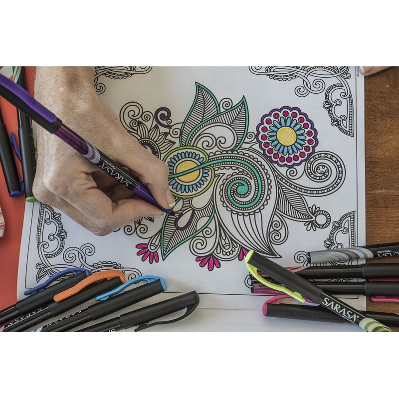 Zebra Sarasa Fineliner Pen, 0.8mm, Black, 12-Count