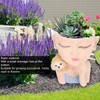 Flower Pot Girl and Dog Cute Style Bottom Drainage Hole