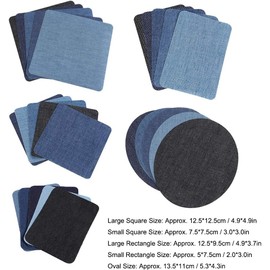 25 Parches de Tela Vaquera, 5 Tamaños de Parches, Parches Termoadhesivos para Reparación de Ropa, de Moda para Coser, Reparar, Ideal para Camisas, Jeans, Bolsos y Más