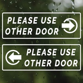 Please Use Other Door Sign, 10 Pack Removable Left Right Arrow Please Use Other Door Sticker For Business Office Stores Cafes Shops Windows Glass Doors Wall Outdoor Use-9X3inch