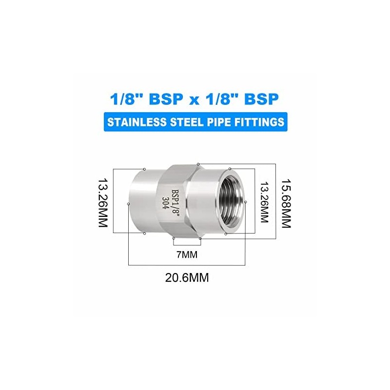 ERGAOBOY 2 Pcs 1/8" BSP Female Thread X 1/8" BSP