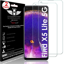 TECHGEAR [2 Pack Screen Protector fits Oppo Find X5 Lite 5G [Screen Angel Edition] [Case Friendly] [Bubble Free] [FULL Screen Coverage] HD Clear Flexible TPU Film